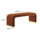 Modway - Koda Performance Velvet Banc long de la chute d’eau - Rouille en laiton-Conception des cascades