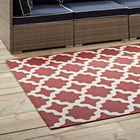 Modway Cerelia Moroccan Trellis Indoor/Outdoor Area Rug - 8 ft W x 10 ft L - Red/Beige-Gripping Rubber Underside 
