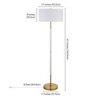 Hudson&Canal - Lampadaire Simone 2 lumières avec abat-jour en tissu - Blanc mat/laiton/blanc-Comprend un cordon de 8 pieds avec interrupteur à prise rotative