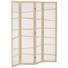HOMCOM 4 Panel Freestanding Room Divider - Natural Wood-Transform your living space effortlessly with our four-panel folding room divider 
