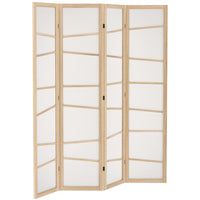 HOMCOM 4 Panel Freestanding Room Divider - Natural Wood-Transform your living space effortlessly with our four-panel folding room divider 
