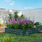 Outsunny Galvanized Steel Planter Raised Garden Bed - 47" L x 47" W x 12" H - Green-Open bottom design makes it great for long rooted plants 