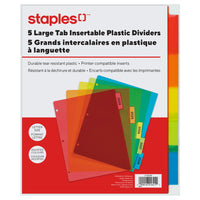 Staples - Séparateurs en plastique amovibles - 5 onglets - Colorés-Onglets insérables