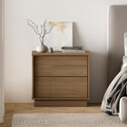 Manhattan Comfort Horizon 21.7" Modern Nightstand - Maple-Includes 2 Push to Open Full Extension Drawers to Fit Bedside Storage Needs