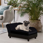 PawHut Sponge Cushioned Pet Sofa Couch with Storage - Black-It has a storage function to store your pet's supplies 