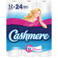 Cashmere Bathroom Tissue - Double Roll - White - 12 Pack-With twice as many sheets per roll, you’ll change the roll less often