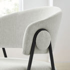 Modway Nella Upholstered Heathered Chenille Dining Chairs - Newsprint/Black - 2 Pack-Decorative Round Button