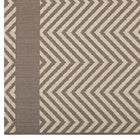 Modway Optica Chevron With End Borders Indoor/Outdoor Area Rug - 5 ft W x 8 ft L - Light/Dark Beige-100% Soft Polypropylene