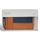 Champs Denim Leather Slim Cardholder - Tan/Blue-Gift box included