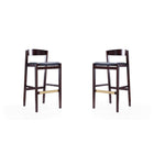 Manhattan Comfort - Klismos tabouret de bar moderne du milieu du siècle de 20" en similicuir noir et noyer foncé, lot de 2-Tabouret de bar moderne du milieu du siècle avec banquette arrière parfait pour un bar et une cuisine. Ensemble de 2