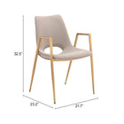 Zuo Desi Dining Chair - Beige/Gold - Set of 2-3 year limited warranty