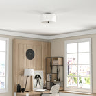 Hudson&Canal - Plafonnier encastré Ellis 12 po avec abat-jour en tissu - Noir mat/blanc-Conçu pour une ampoule à incandescence de 60 W - ampoule LED de 9 W, ampoule fluorescente (CFL) de 13 W ou ampoule LED à ballast automatique de 9 W, ampoule à culot E26, ampoule non incluse