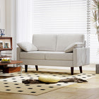 HOMCOM - Canapé 3 places 66,5 po en velours avec 2 coussins - blanc crème-La teinte blanc crème élégante et le design minimaliste s’harmonisent avec les intérieurs modernes   