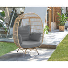 Manhattan Comfort - Fauteuil œuf autoportant moderne Spezia 33,46" pour patio, beige et gris-Hauteur de la chaise 17,51 Hauteur interne du dossier 23,62