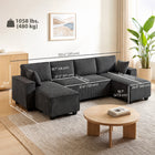 HOMCOM U-Shaped Sofa Couch with Double Chaises - Dark Grey-Spacious seating accommodates four adults comfortably for gatherings  