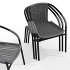 Flash Furniture - Chaise empilable de restaurant en rotin gris pour intérieur et extérieur-Finition du cadre enduit de poudre noire