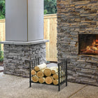 Outsunny 17.5" Firewood Rack - Metal Wood Storage Holder with Handles-Elevated base design keeps wood dry and ready for use