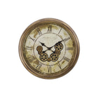 Monarch Specialties Clocks 23" Round Wall Clock - Antique Brown -Industrial inspired, trendy 23" round wall clock with a unique moving gear mechanism design in a bronze metal finish, perfect for adding a decorative vintage touch