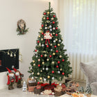 HOMCOM 7.5' Artificial Christmas Tree with Auto Open - Steel Base - Green-Quick and easy setup with hinge construction and section design, about 35-45 min 