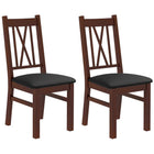 HOMCOM Farmhouse Dining Chairs with PU Leather Seat & Wood Frame - Dark Brown - Set of 2-Set of two for a matching look in the home and dining areas