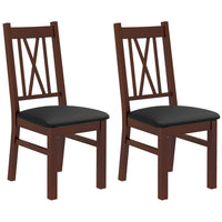 HOMCOM - Chaises de salle à manger style ferme avec assise en cuir PU et structure en bois - brun foncé - lot de 2-Lot de deux pour un look assorti dans la maison et la salle à manger