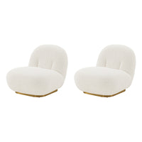 Manhattan Comfort Edina 28.74" Modern Boucle Upholstered Accent Chair - White - 2 Pack-Modern Accent Chair for Living Room Usage