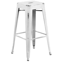 Flash Furniture – Tabouret de bar de 30 po en métal vieilli sans dossier, pour intérieur, blanc (ETBT350330)-Tabouret moderne empilable style industriel