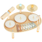 Qaba 4-in-1 Kids Musical Instrument with Drums and Xylophone - Natural Wood-Combines 4 instruments, offering endless creative fun for your little musician 