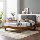 Modway Bridgette Wood Twin Platform Bed with Angular Frame - Walnut Charcoal-Wood, MDF, and Veneer Construction