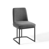 Modway Amplify Sled Base Upholstered Fabric Dining Side Chair - Black/Charcoal-Glam Deco Dining Chair