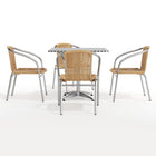 Flash Furniture – Table carrée de 31,5 po en aluminium, 4 sièges en rotin beige, int/ext (TLH-ALUM-32SQ-020BGECHR4-GG)-Certifié ANSI et BIFMA