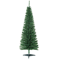 HOMCOM 5' Pencil Artificial Christmas Tree with Realistic Branches - Green-Artificial Christmas tree has a slim pencil style 
