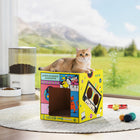 PawHut - Griffoir pour chat 2 en 1 maison en carton avec herbe à chat-Fabriqué en carton totalement sûr pour les animaux 
