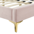 Modway Alexandria Tufté Performance Velours Lit Plateforme Twin Avec Pieds en Métal Doré - Rose-8