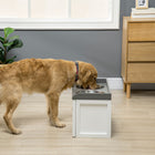 PawHut Large Elevated Dog Bowl Stand with Bowl and Storage - White-Raised design to help prevent strain on your pet's body 