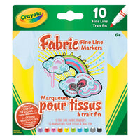 Crayola Fabric Fine Line Markers - 10 Pack-Crayola Fine Line Fabric Markers are safe, efficient, and do not require ironing