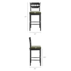 Modway - Jax Bois de chêne Tabouret de bar avec dossier ondulé en rasoir et coussin in Sauge Noire-Rasoir ondulé