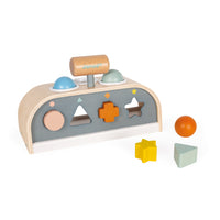 Janod - Doux Cocon - Taptap et trieur de formes-Jeu d'adresse en bois pour les enfants de 12 à 36 mois.