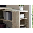 Monarch Specialties - 7422 Bureau - Faux Bois Taupe En Coin Cote Droit/Gauche-Le plateau, facile à nettoyer, est divisé en deux parties : une grande surface de travail principale pour votre ordinateur portable et une surface inférieure plus petite au sommet de l'étagère.