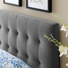 Modway Lily Biscuit Tufted Performance Velvet Twin Headboard - Grey-Height Adjustable from 45" - 52.5"