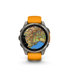 Garmin - fēnix 8 – 47 mm, saphir AMOLED, titane avec bracelet en silicone orange étincelant/graphite-Performance de la batterie : jusqu'à 10 jours en mode montre intelligente ; jusqu'à 28 heures en mode GPS