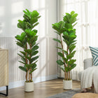 HOMCOM 5' Faux Fiddle Leaf Fig Tree - Green - 2 Pack-Material: PEVA, Wood, Cement, PP 