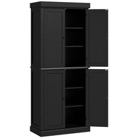 HOMCOM 72.5" H Freestanding 4-Door Kitchen Pantry Cabinet - Black-6-tier shelf offers enough room for keeping cookware, dishes, appliances, and dry goods 