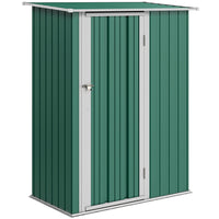 Outsunny Metal Garden Tool Shed with Sloped Roof and Lockable Door - Green-Serve as a tool shed or a garden bin storage 
