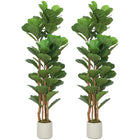 HOMCOM 5' Faux Fiddle Leaf Fig Tree - Green - 2 Pack-Features PEVA real-touch leaves and solid wood trunks for ultra-realistic look 
