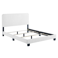 Modway Celine Channel Tufted Performance Velvet King Bed - White-King Bed