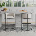 Manhattan Comfort - Cosmopolitan tabouret de comptoir moderne du milieu du siècle de 23,7" en similicuir crème et noir-Cadre en métal durable avec un design géométrique