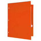 JAM Paper Laminated Glossy 3 Hole Punch Two-Pocket School Folders - Orange - 6 Pack-Quantity: 6 Folders per Pack | One for each subject & project