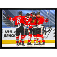 Chicago Blackhawks Goal Celebration - Framed Canvas - 31" x 22"-Premium canvas print with gallery-wrapped edges