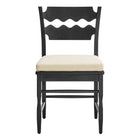 Modway Jax Oak Wood Dining Chair With Wavy Razor Back and Cushion - Black Linen-Fully Assembled